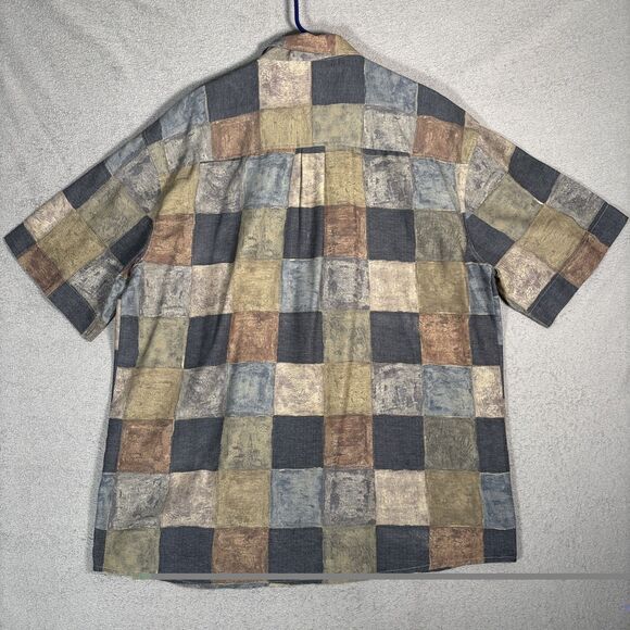 Georg Roth Of Germany Shirt Mens Size XL Plaid Abstract Water Colors Artsy Retro - Picture 11 of 15